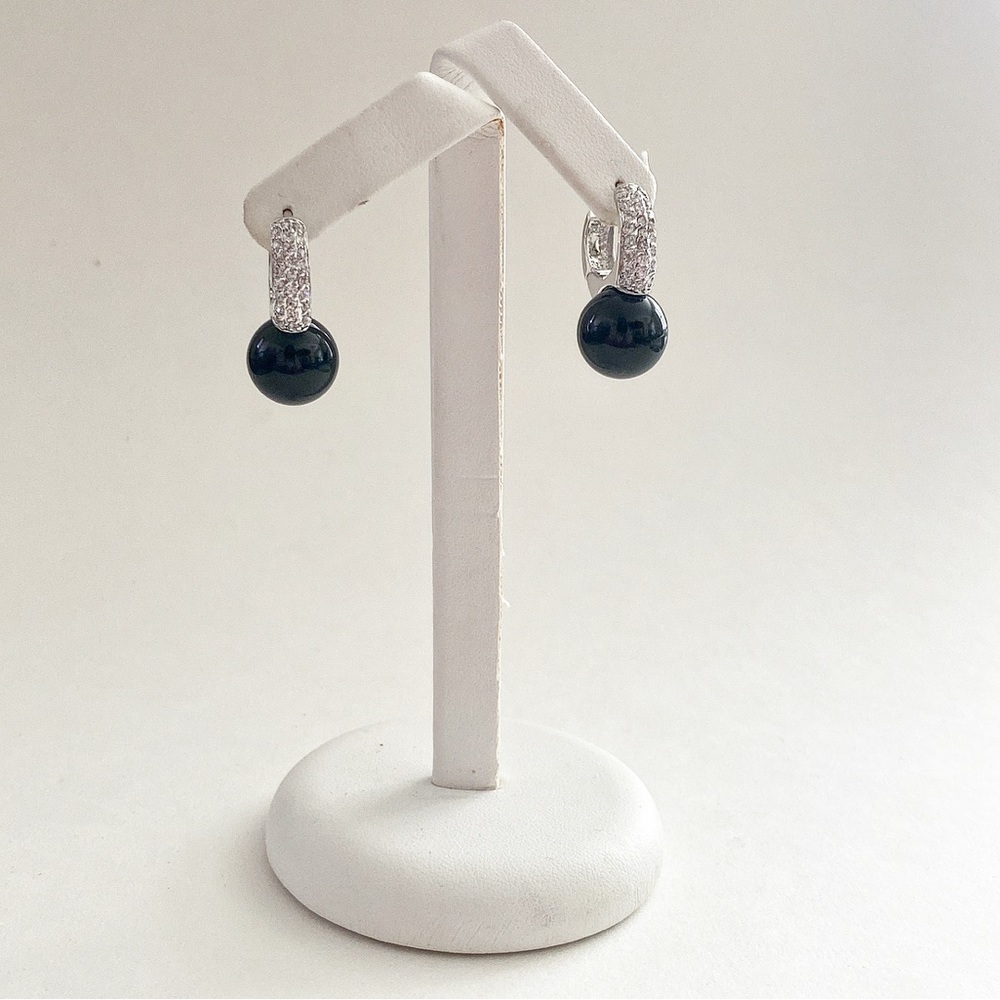 Luxury Black Mother Of Pearl  Diamond Earrings